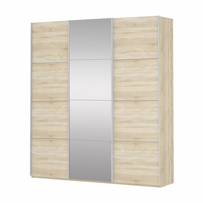 Шкафы-купе 3-х дверные, Шкаф Прайм трио 2ДСП+1зеркало 2300 x 2100 x 570
