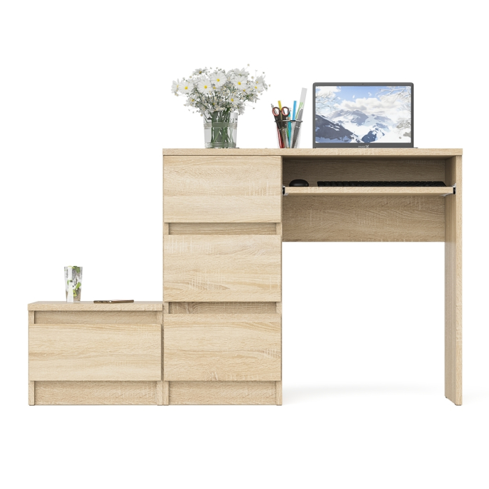 Прямые компьютерные столы, Компьютерный стол три ящика Мори МС-6 левый с тумбой 400