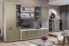 Стенки для гостиной, Модульная гостиная Грейс композиция 5  Снежный Ясень