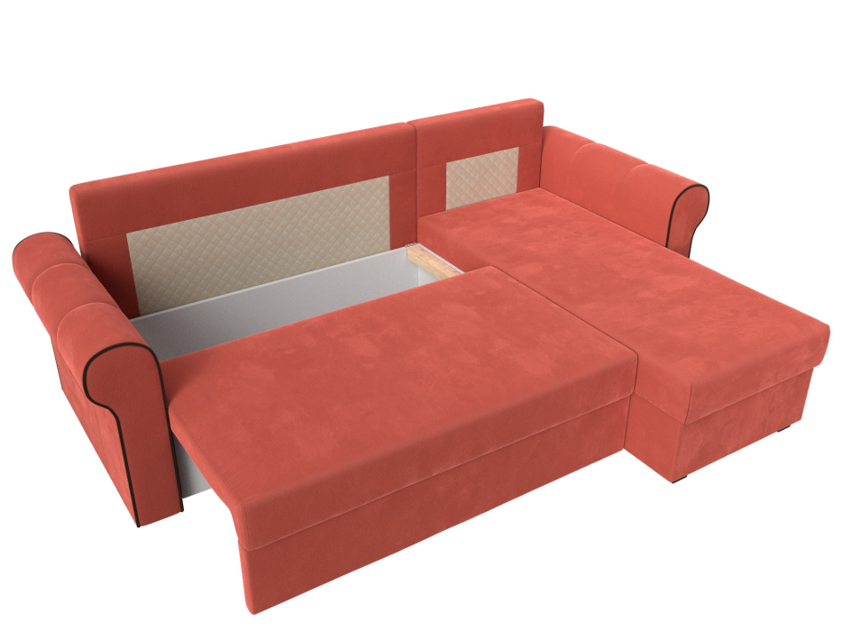 Диваны угловые в гостиную, Угловой диван-кровать Рейн, еврокнижка, микровельвет, правый