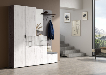 Шкаф Шаде ШК-3415, черный ясень, санторини белый