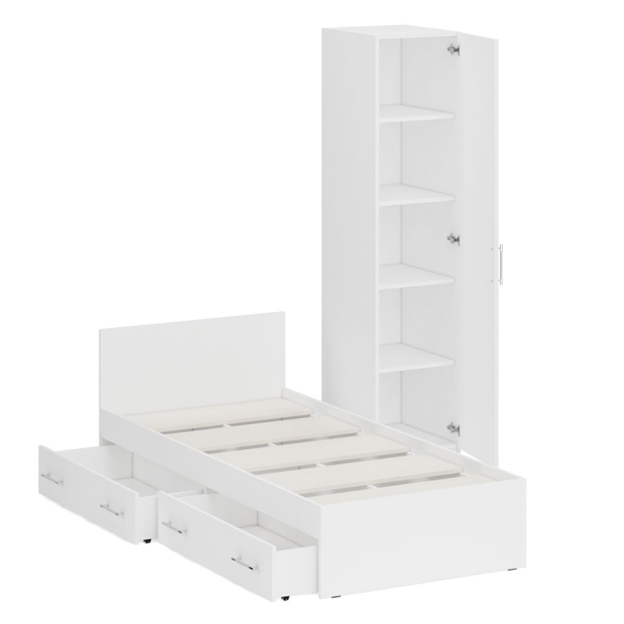 Спальные гарнитуры, Односпальная Кровать с ящиками 900 с пеналом Стандарт