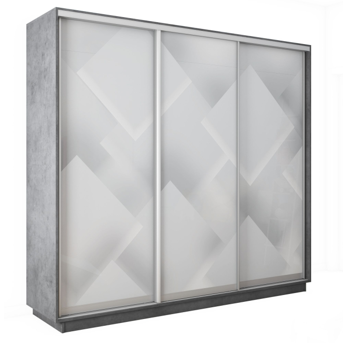 Шкафы-купе 3-х дверные, Шкаф-купе Экспресс 3-х дверный Фотопечать Квадрат Стекла 210х45х220