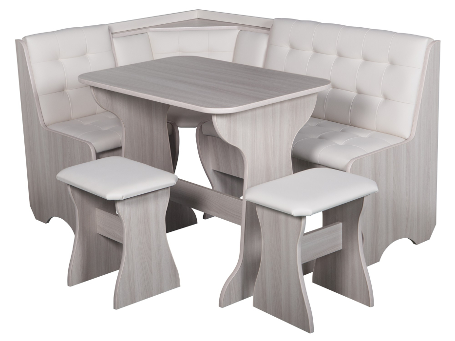 Кухонные уголки, Кухонный уголок Стиль 1Л (со столом СТ4) Ясень шимо светлый / экокожа