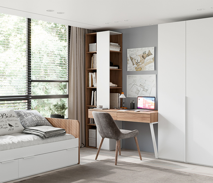 Прямые, Порто Стол письменный (366/580) со шкафом комбинированным (настольным