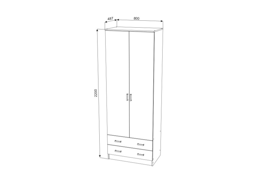 Для одежды, Шкаф Дуэт распашной 0,8 м ЛДСП