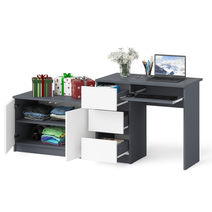 Прямые компьютерные столы, Компьютерный стол три ящика слева с тумбой 900 Мори