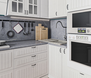 Кухонный гарнитур Регина Белый/ Сандал Белый 2,8х1,75 м