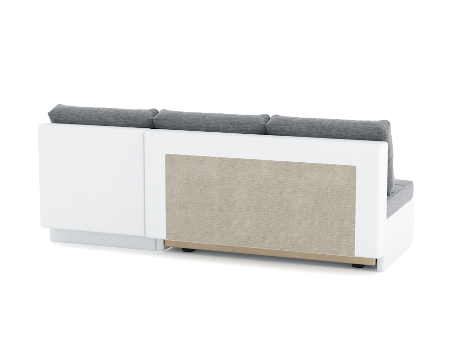 Диваны угловые в гостиную, Диван-кровать угловой Кормак без подлокотников, рогожка +кож.зам белый