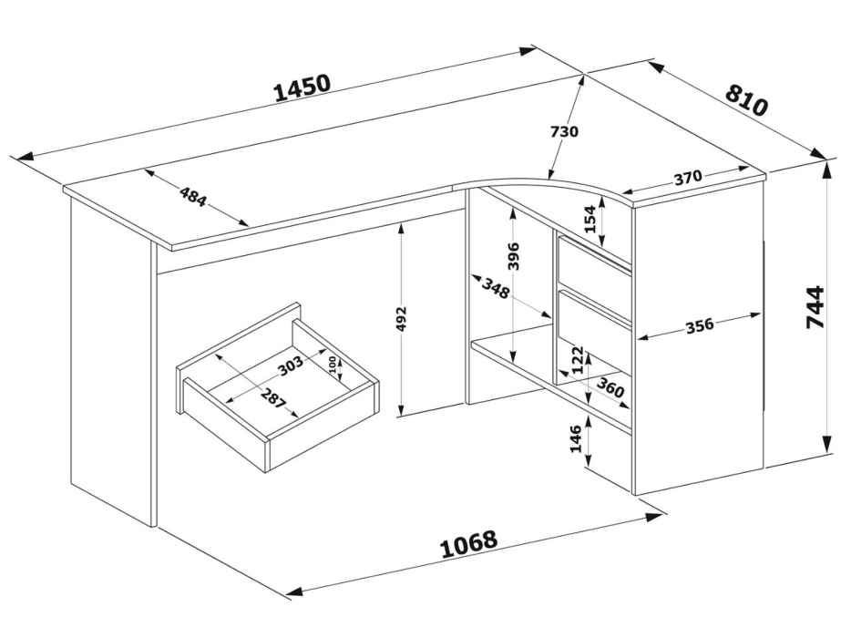 Угловые, Письменный стол СПм-25 Правый