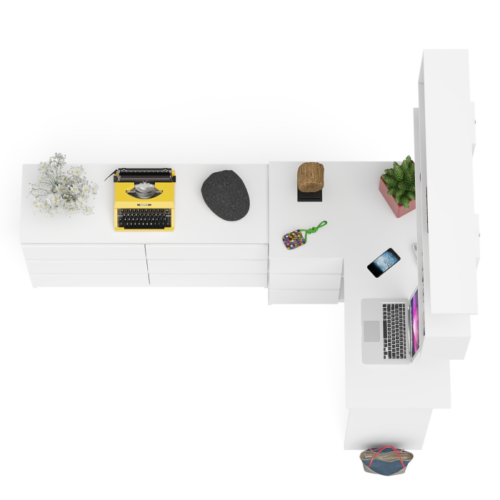 Домашние кабинеты, Стол компьютерный угловой МС-16 левый Мори с полкой для книг и широким комодом