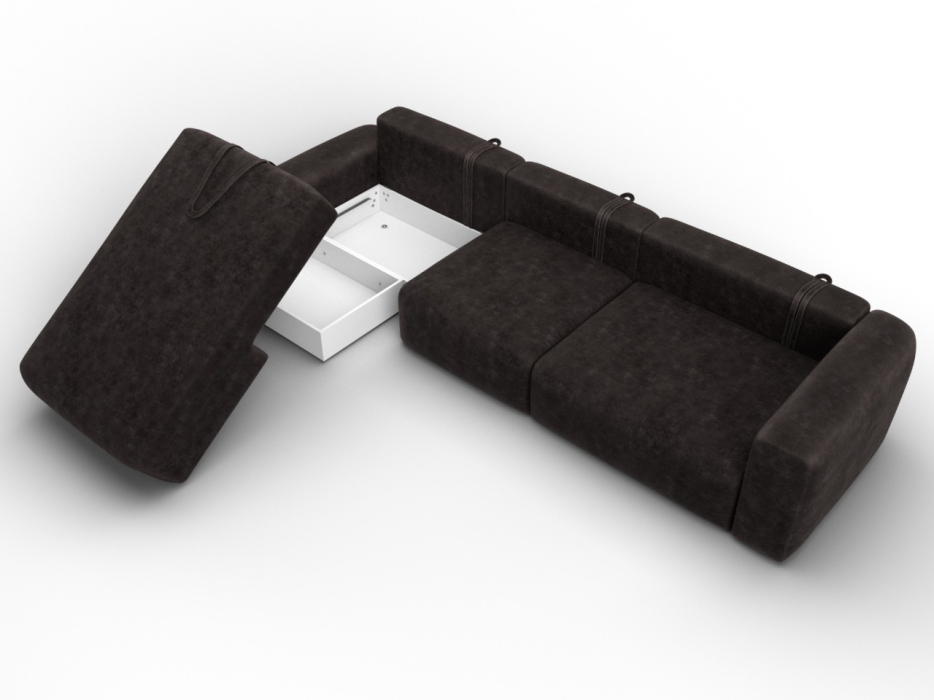 Диваны угловые в гостиную, Диван угловой Лига-066 НПБ Лонг угол левый, велюр BRUT