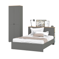 Спальные гарнитуры, Кровать с ортопедическим основанием для матраса 1600х2000 и шкаф с полками Остин