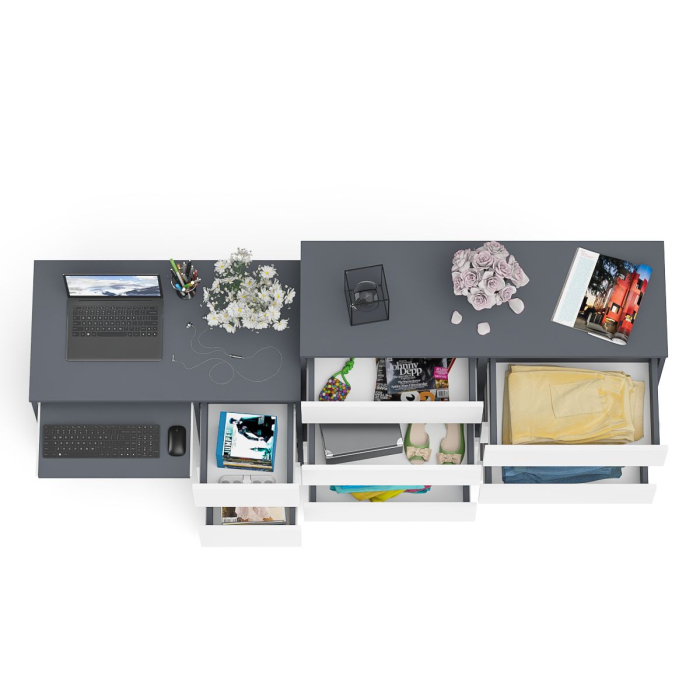 Компьютерные столы, Комод Мори МК1200 8-мь ящиков со столом компьютерным МС-6 правым