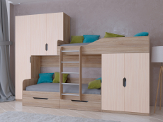 Для подростков, Кровать двухъярусная Лео Дуб Сонома