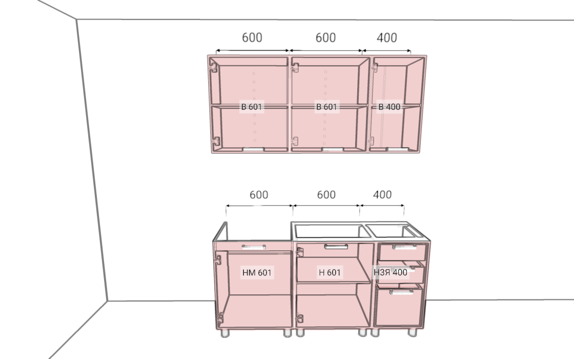 Кухонные гарнитуры, ГК Аленушка 1,6м Лилия (без столешницы)