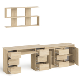 Двухтумбовый стол компьютерный с ящиками МС-2 с тумбой-комодом и полкой 1200 Мори