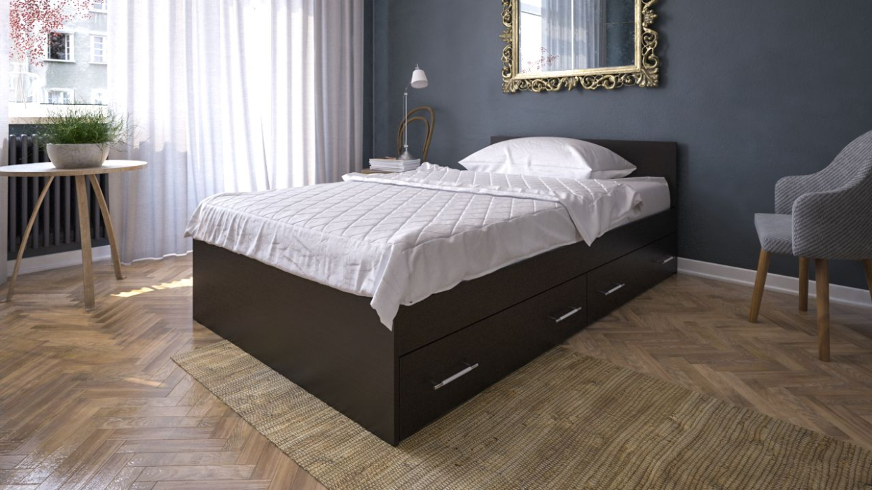 Кровати, Полутороспальная кровать с ящиками Стандарт 1200