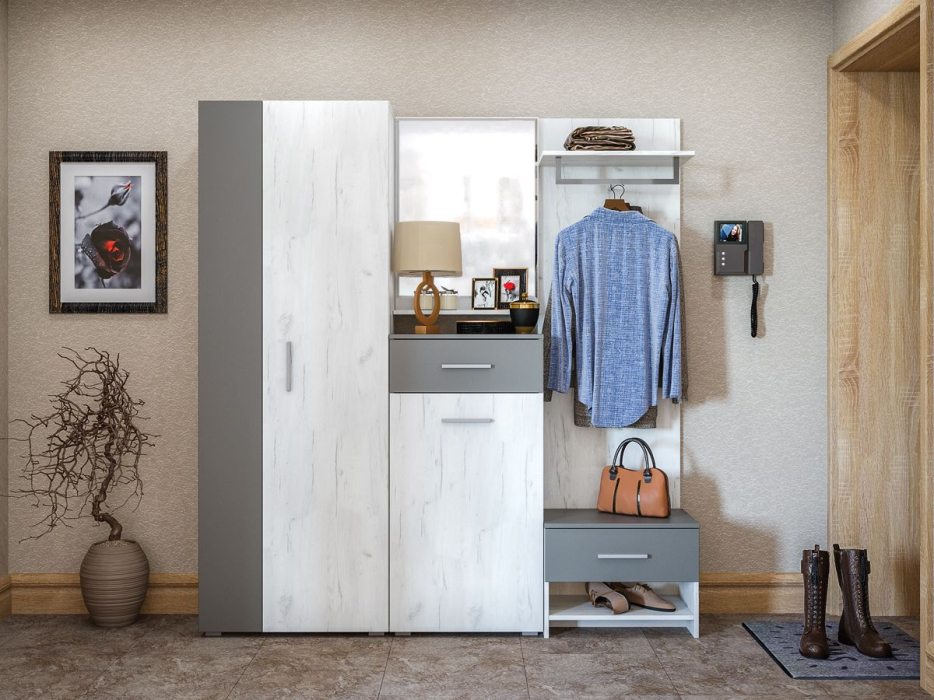 Вешалки, Юнона Вешалка дуб белый/серый шифер