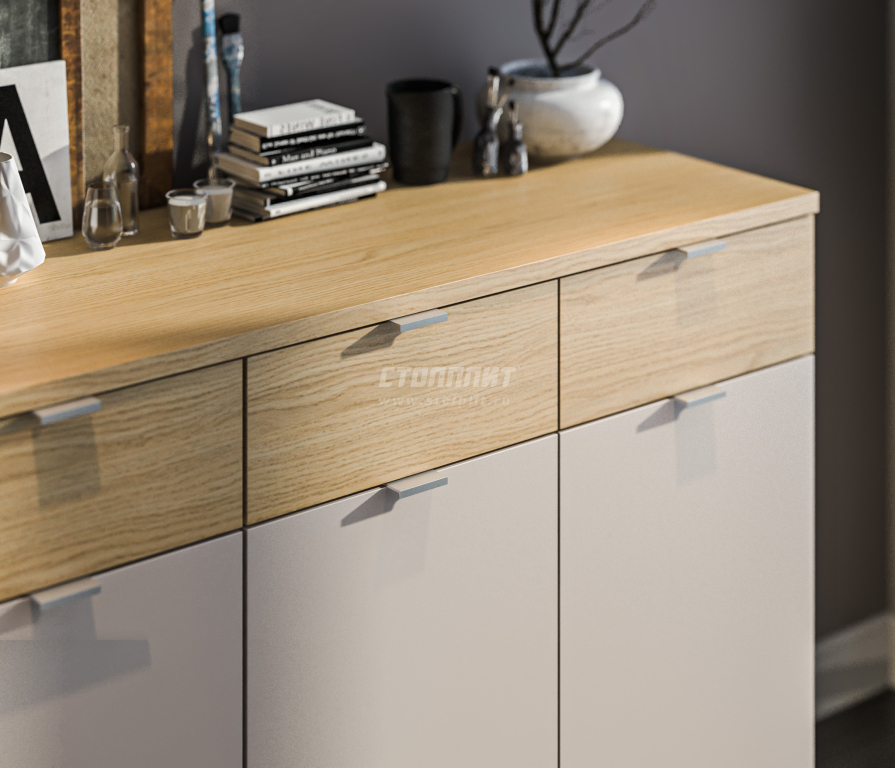 Комод Афина СБ-3342 Дуб Винченца/Дуб Винченца,Кашемир серый