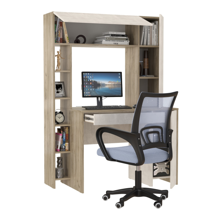 Прямые компьютерные столы, Компьютерный стол Комфорт 12.71 и офисное кресло 103 серого цвета