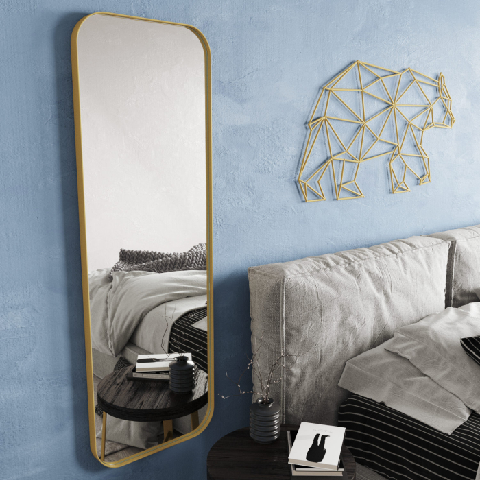 Зеркала в спальню, Дизайнерское настенное зеркало GENGLASS Kuvino M в металлической раме