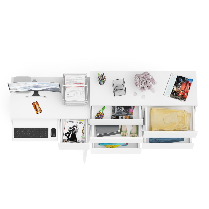 Компьютерные столы, Комод 8-мь ящиков Мори МК1200 и правый компьютерный стол Мори МС-1