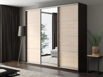 Шкаф-купе Айсберг 260 ВЕНГЕ (шамони светлый/зеркало)