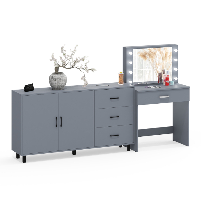 С зеркалом, Комод-тумба 123-1604 и туалетный столик с подсветкой СТ-4