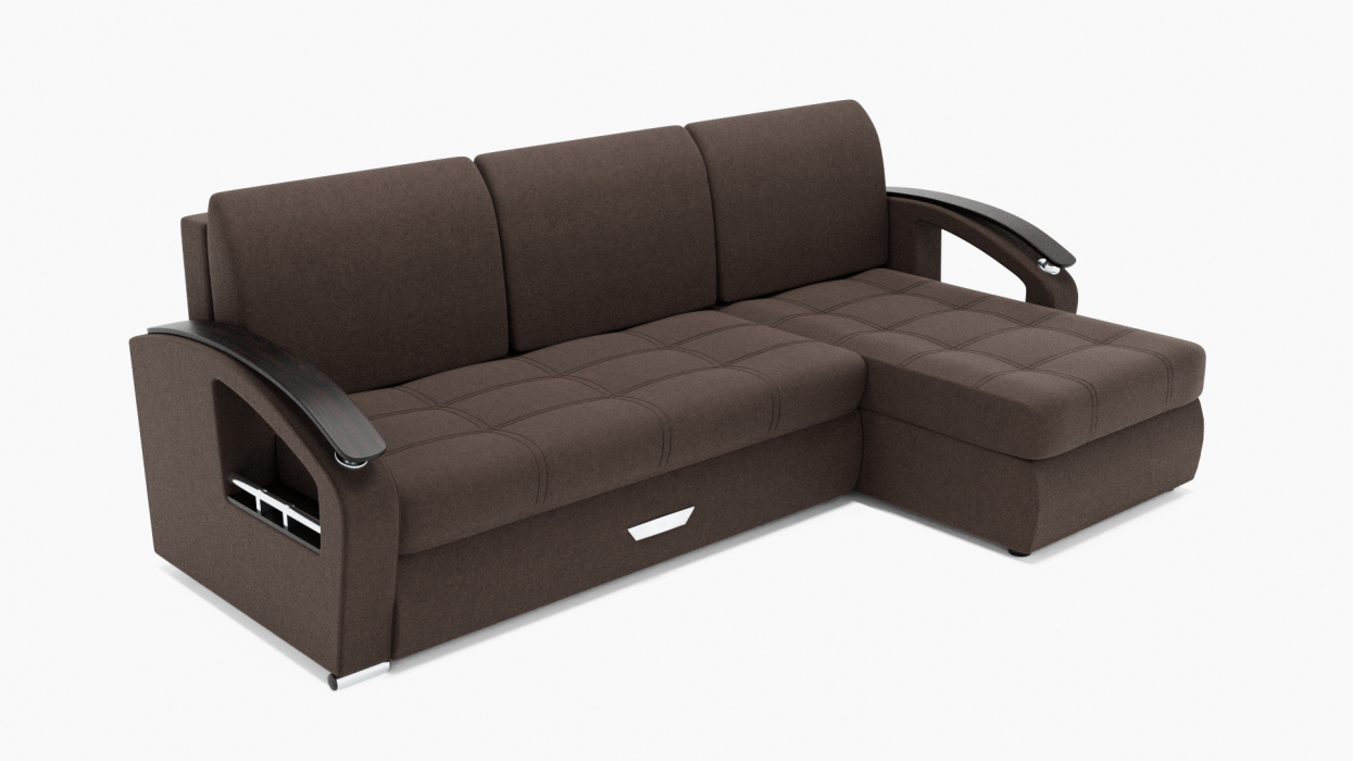 Диваны угловые в гостиную, Угловой диван Дубай-1 с оттоманкой ППУ, велюр