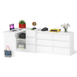 Комод Мори 1200 6 ящиков и компьютерный угловой стол МС-16 правый