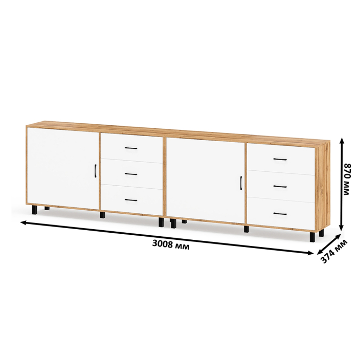 Комоды, Тумба-комод с двумя дверками и шестью ящиками 122-1504