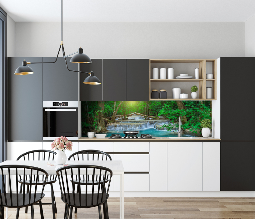 Стеновые панели, Интерьерная панель из стекла 2000*600*6 мм MGF26_водопад