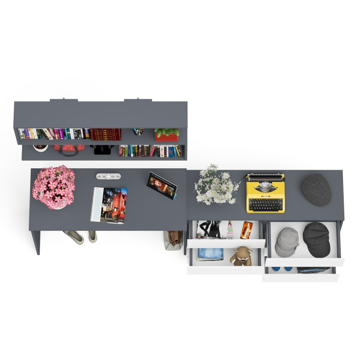 Прямые компьютерные столы, Мори стол письменный 1200.1 с полкой 1200 и широким комодом