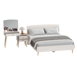 Трюмо на ножках с зеркалом Афина и двуспальная кровать со спальным местом на 1600