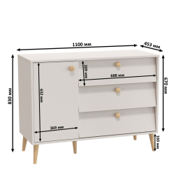 Кровать 1200 Афина с комодом и двухдверным шкафом Афина