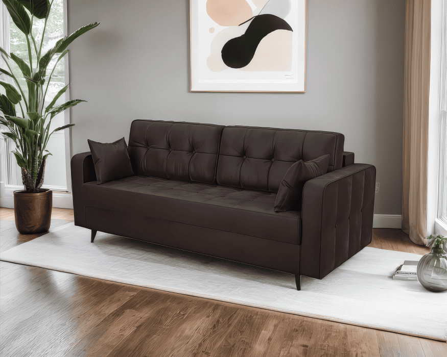 Диваны с ящиком для белья, Диван прямой тик-так Снеп (Бархат)