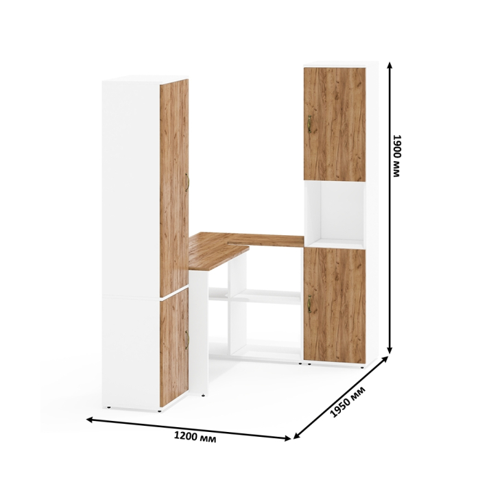 Домашние кабинеты, Стол-трансформер письменный Лидер-8 с пеналом с нишей и пеналом МД 21Б
