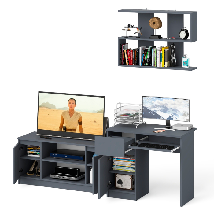 Прямые компьютерные столы, Стол однотумбовый компьютерный Мори МС-1 левый с полкой на 900 и тумбой на 1200