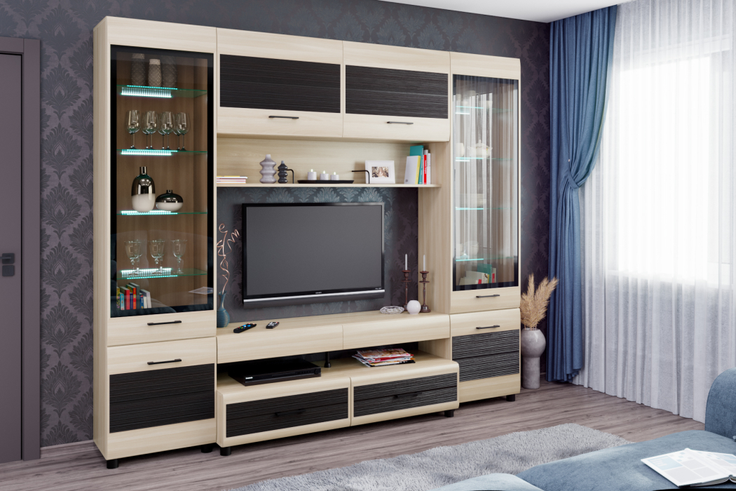 Стенки для гостиной, Модульная гостиная Камелия композиция 11