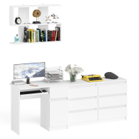 Домашние кабинеты, Широкий комод Мори МК1200.6 с письменным однотумбовым столом МС-1 правый и полкой на 900