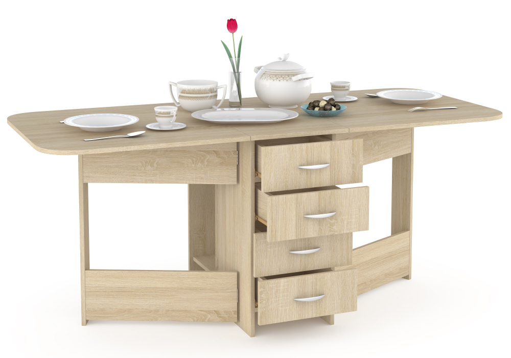 Обеденные столы, Стол-книжка с ящиками Глория 606М