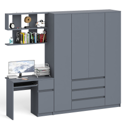 Стол компьютерный с тумбой справа с большим шкафом Мори МШ1600.1 и полкой открытой