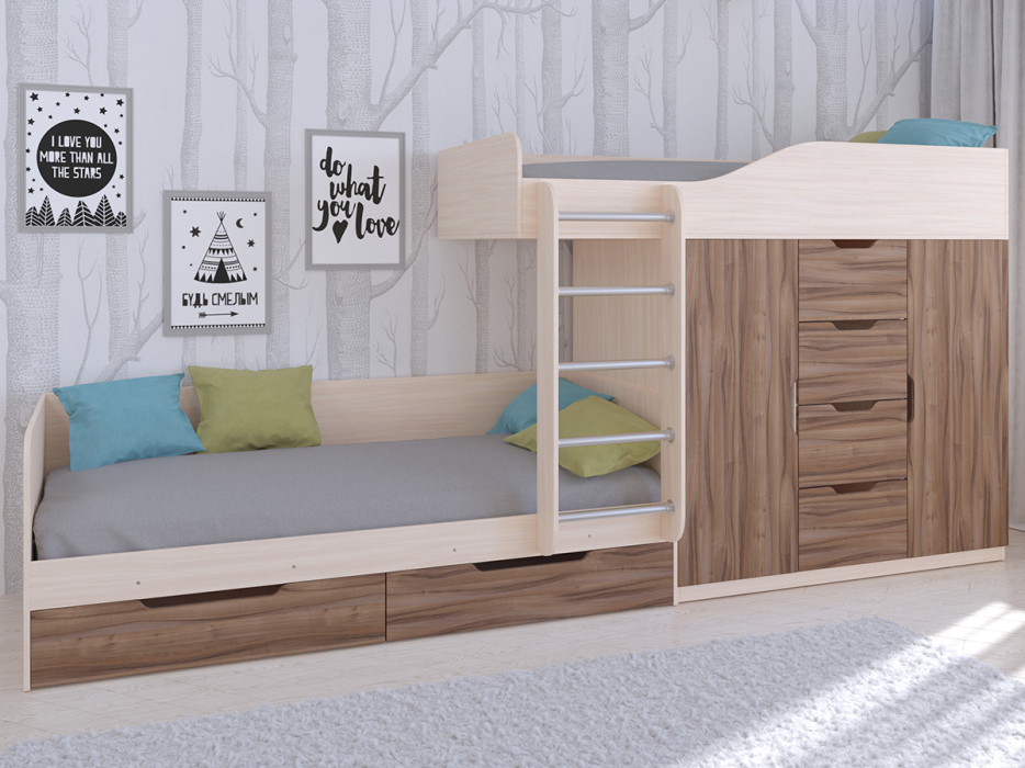 Для подростков, Кровать двухъярусная Астра 6 Дуб молочный