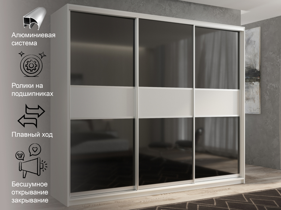 Шкафы-купе 3-х дверные, Шкаф-купе 3х дверный Кааппи 12 240х45