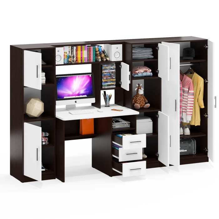 Домашние кабинеты, Уголок для школьника из стола с пеналами и платяного шкафа СК-9