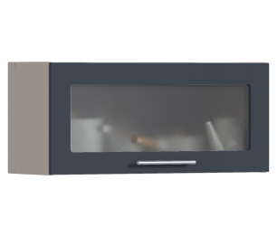 Регина РП-280 Полка с витриной Песочный/МДФ Графит глянец