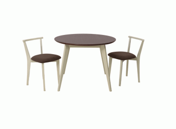 Стол Сканди К 100 слоновая кость/орех со стульями Франк слоновая кость велюр коричневый