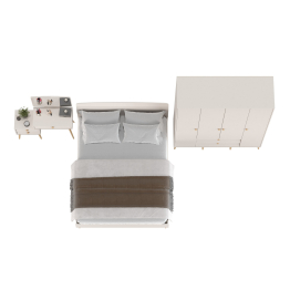 Шкаф-комод 4-х дверный с кроватью 1600 Афина и трюмо с зеркалом