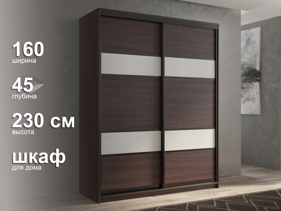 Шкафы-купе 2-х дверные, Шкаф-купе 2х дверный Кааппи 8 160х45